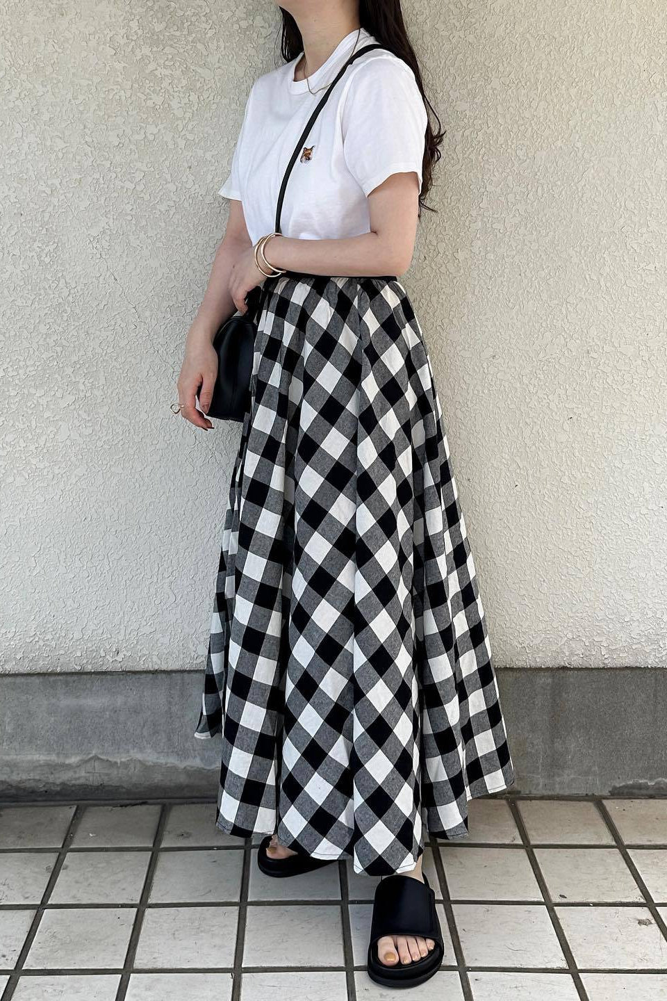 レトロなチェック柄が魅力の大きめ半袖スカート – エレンサ